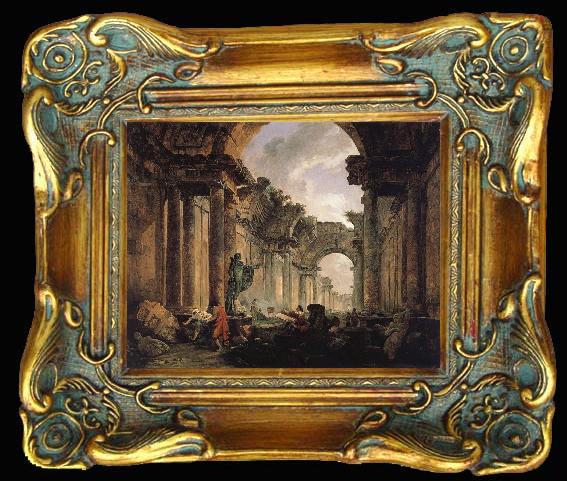 framed  ROBERT, Hubert Imaginary View of the Grande Galerie in the Louvre in Ruins, Ta013-2